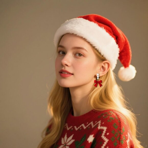 Red Bow Earrings for Women, Long Tassel Drop Earrings, Elegant Preppy Jewelry - Picture 4 of 5